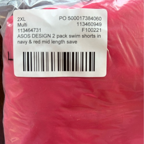 2 Pack Mid Length Swim Trunks Shorts Solid Colors 1 Navy and 1 Red Waist 40-42 - Picture 2 of 7